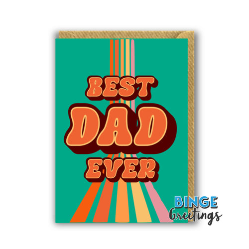 A Green Retro Best Dad ever card the perfect card for dads birthday or Fathers day