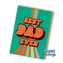 Load image into Gallery viewer, A Green Retro Best Dad ever card the perfect card for dads birthday or Fathers day