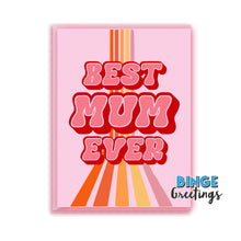 Load image into Gallery viewer, Best Mum ever card retro Mothers day card in pink and cream