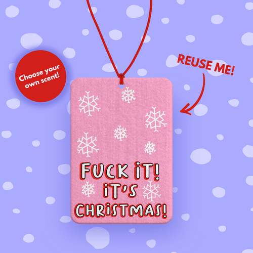 Rude Christmas car air freshener quote Pink