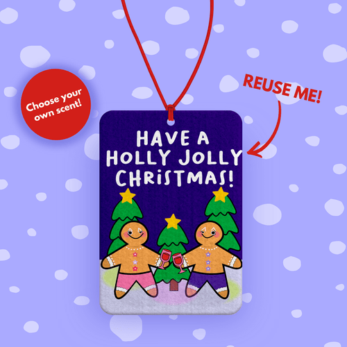 Gingerbread holly jolly Christmas car air freshener