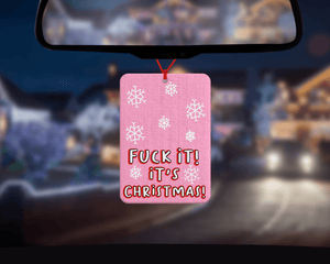 Rude Christmas car air freshener quote Pink