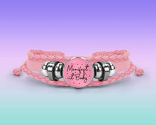 Load image into Gallery viewer, Manifest it baby Faux leather pink braided manifestation Bracelet