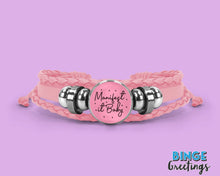 Load image into Gallery viewer, Manifest it baby Faux leather pink braided manifestation Bracelet