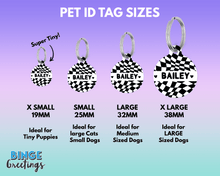 Load image into Gallery viewer, Navy and Blue Checker Board personalised Pet ID Name Tag