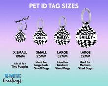 Load image into Gallery viewer, Hot Pink and yellow Checker Board personalised Pet ID Name Tag