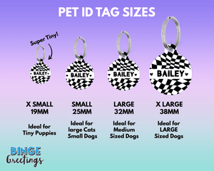 Navy and Blue Checker Board personalised Pet ID Name Tag