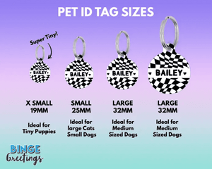 Hot Pink and yellow Checker Board personalised Pet ID Name Tag