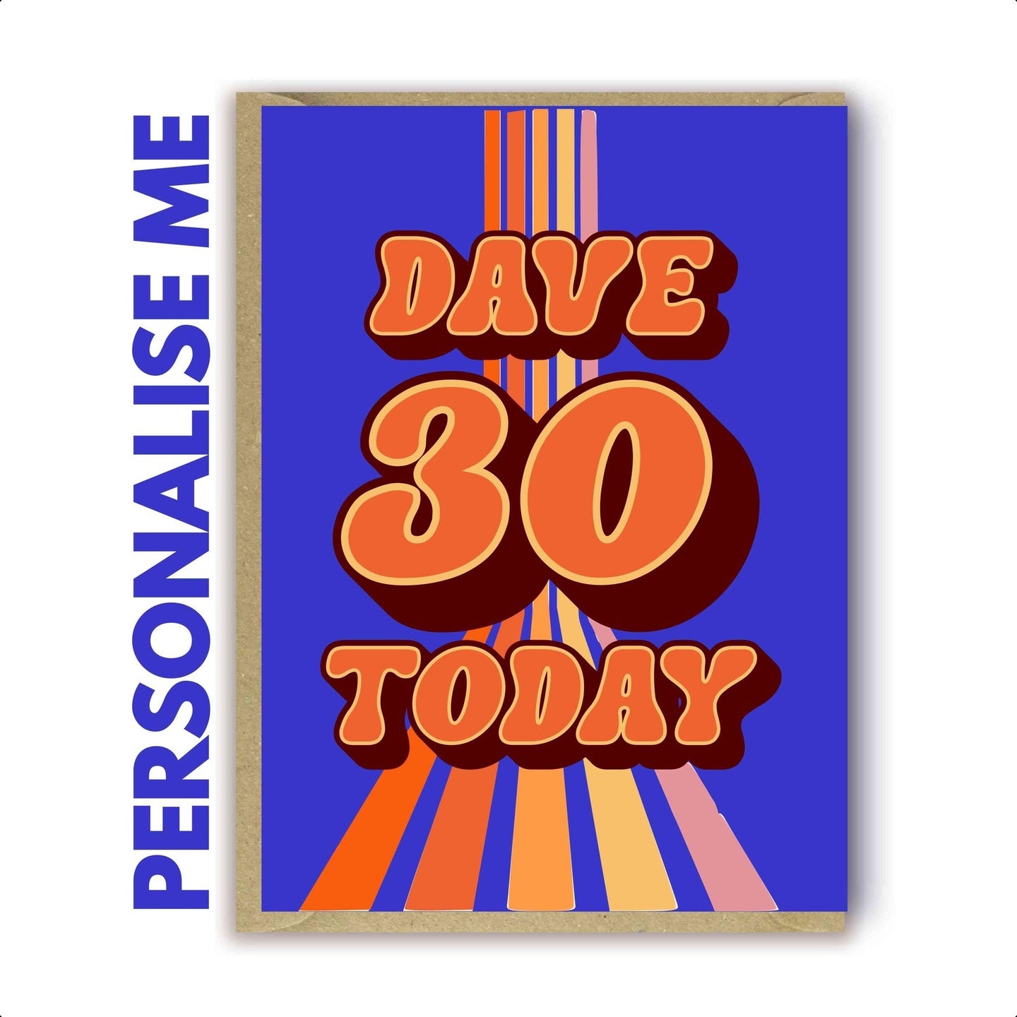 A personalisable Retro Novelty greeting card that you can change the name for a 30th birthday - Retro 30TH Birthday card for son, Brother, Uncle. Dad, Mate