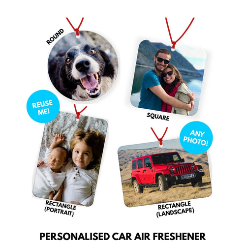 Personalised photo car air freshener square, Round, Landscape - Custom logo car hanging