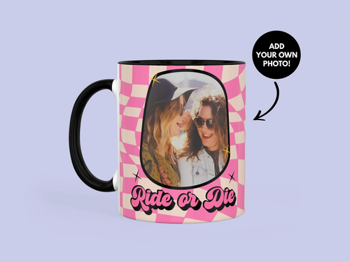 Personalised Retro Ride or die Bestie Mug wtith Photo - Friend Photo mug