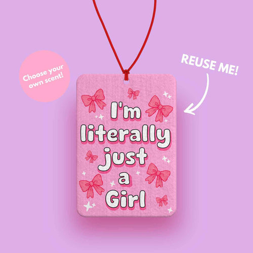 i'm literally just a girl car air freshener - GIrly Pink bows car accessory