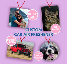 Load image into Gallery viewer, Personalised car air freshener - custom photo air freshener - photo air freshener - secret Santa gift for him - New car gift mirror hanging