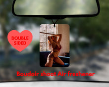 Load image into Gallery viewer, Personalised boudoir picture car air freshener - custom Rude photo air freshener - boudoir picture Gift - Rude Gifts for him - Nude Gifts