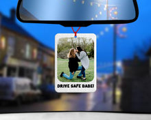 Load image into Gallery viewer, Personalised Photo Car Air Freshener, Double Sided with Text, Custom Scented car Freshener, Personalised car accessories for Him Her