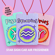 Load image into Gallery viewer, Star Sign car air freshener - Zodiac star sign car gift for her - Cancer star sign - Libra, Scorpio, Cute witchy car accessories - PINK CAR