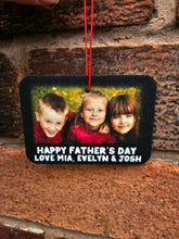 Load image into Gallery viewer, Father's Day Car Air freshener, personalised car air freshener, personalised fathers day gift, Dad car gifts, Dad Photo gift, Dad gift