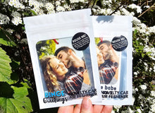 Load image into Gallery viewer, Personalised Photo Car Air Freshener, Double Sided with Text, Custom Scented car Freshener, Personalised car accessories for Him Her
