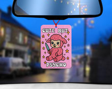 Load image into Gallery viewer, Cute but Psycho a Pink 40s kitsch Lamb Car Air Freshener – Funny Vintage Retro Girly Car Accessory for Pink Car Decor or Cute Gift - New car