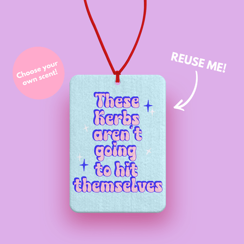 HIT KERBS funny blue and Pink car air freshener - cute car air freshener - rusable 